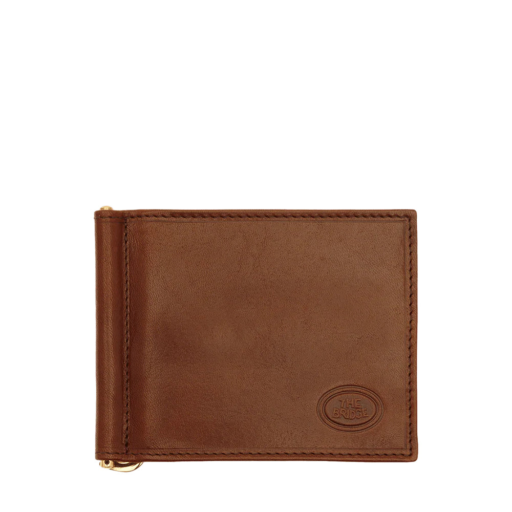 Portafoglio Uomo con Ferma Soldi THE BRIDGE In Pelle Marrone linea Story Made in Italy