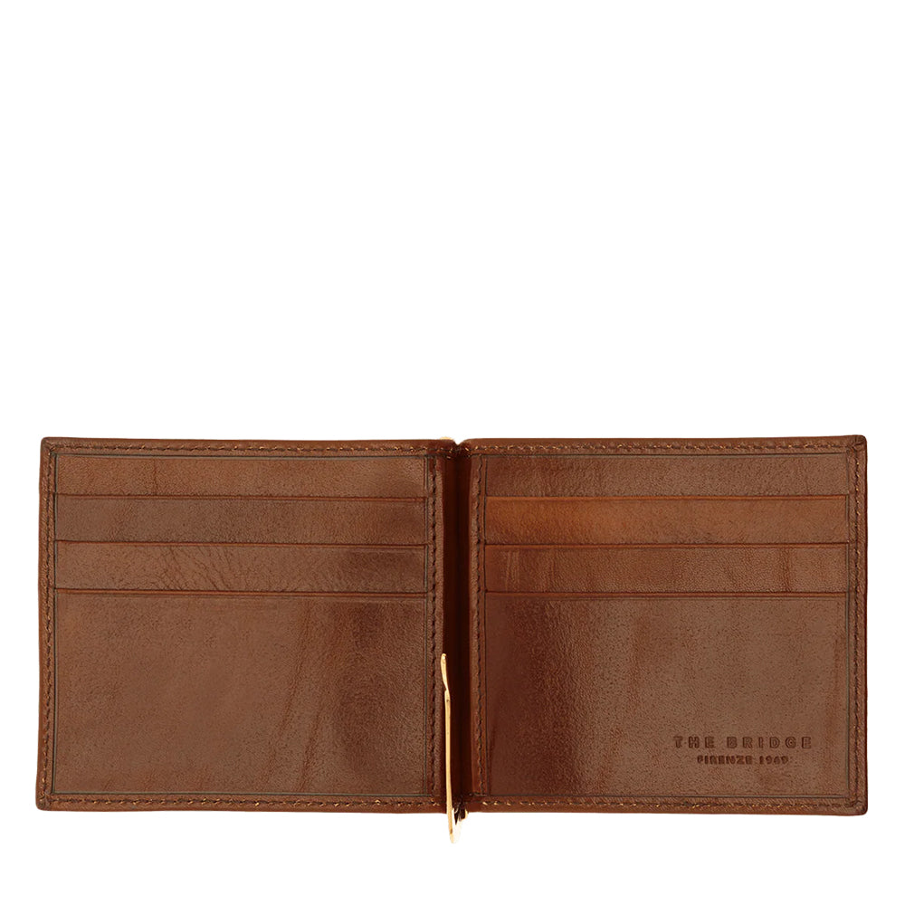 Portafoglio Uomo con Ferma Soldi THE BRIDGE In Pelle Marrone linea Story Made in Italy