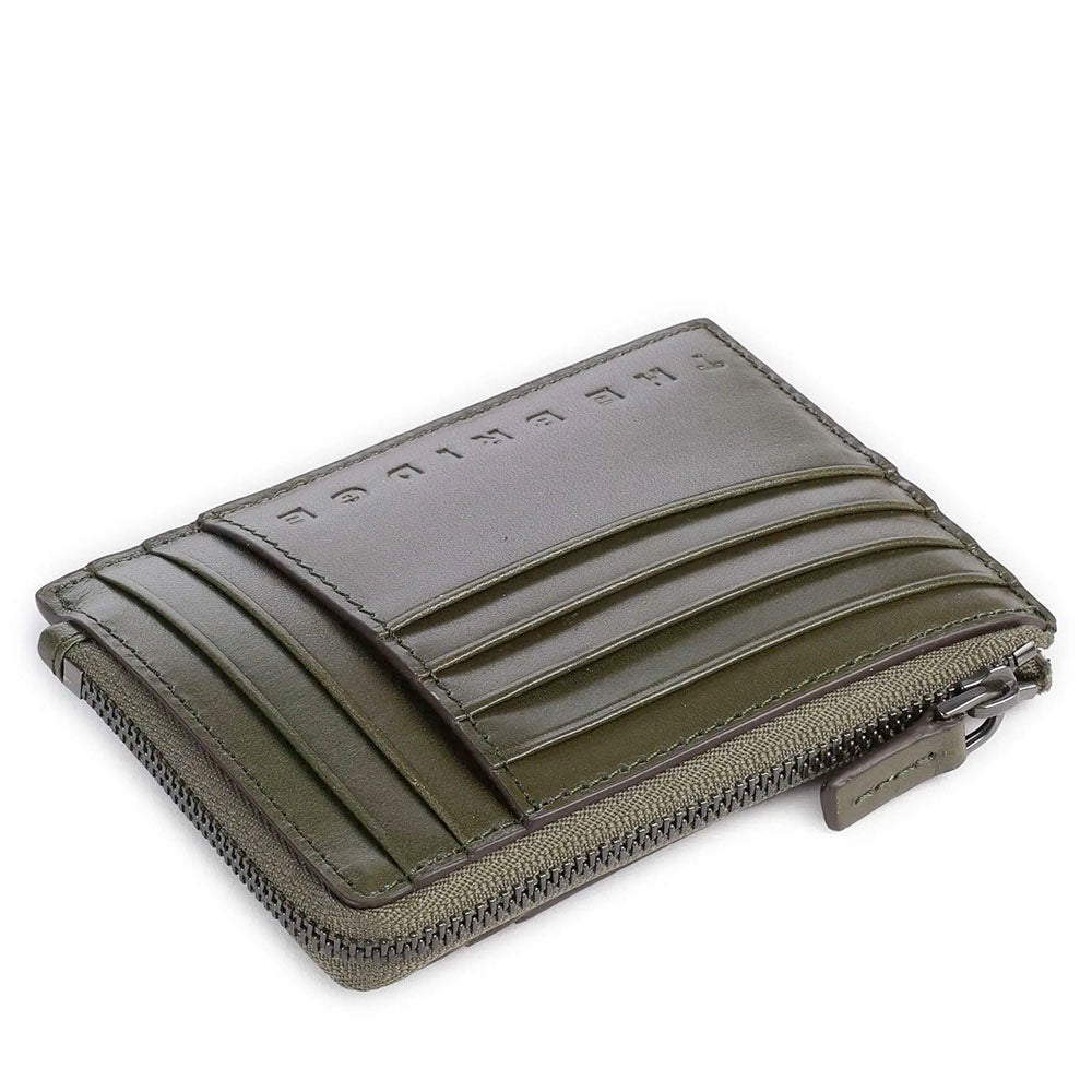 Portafoglio Uomo Portacarte con Zip THE BRIDGE linea Giacomo in Pelle Verde Timo