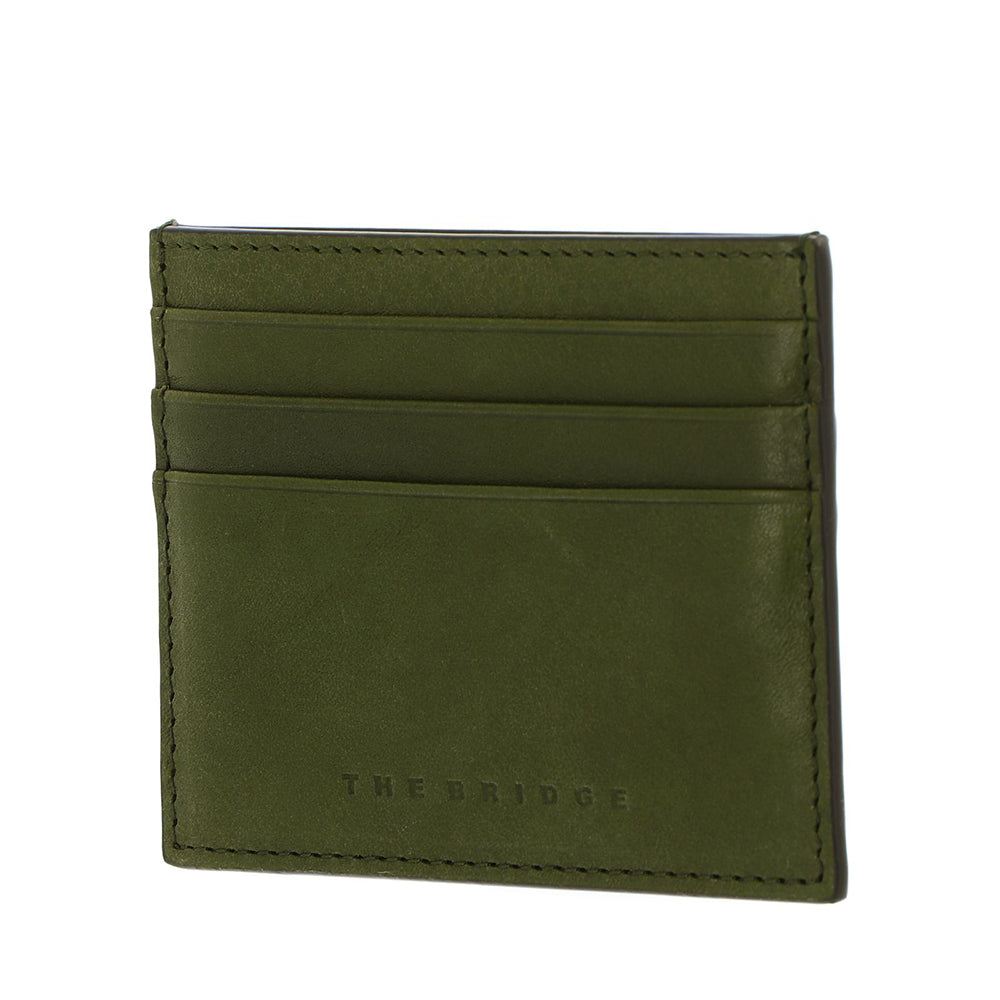 Portacarte Uomo THE BRIDGE linea Ettore in Pelle Verde Cipresso