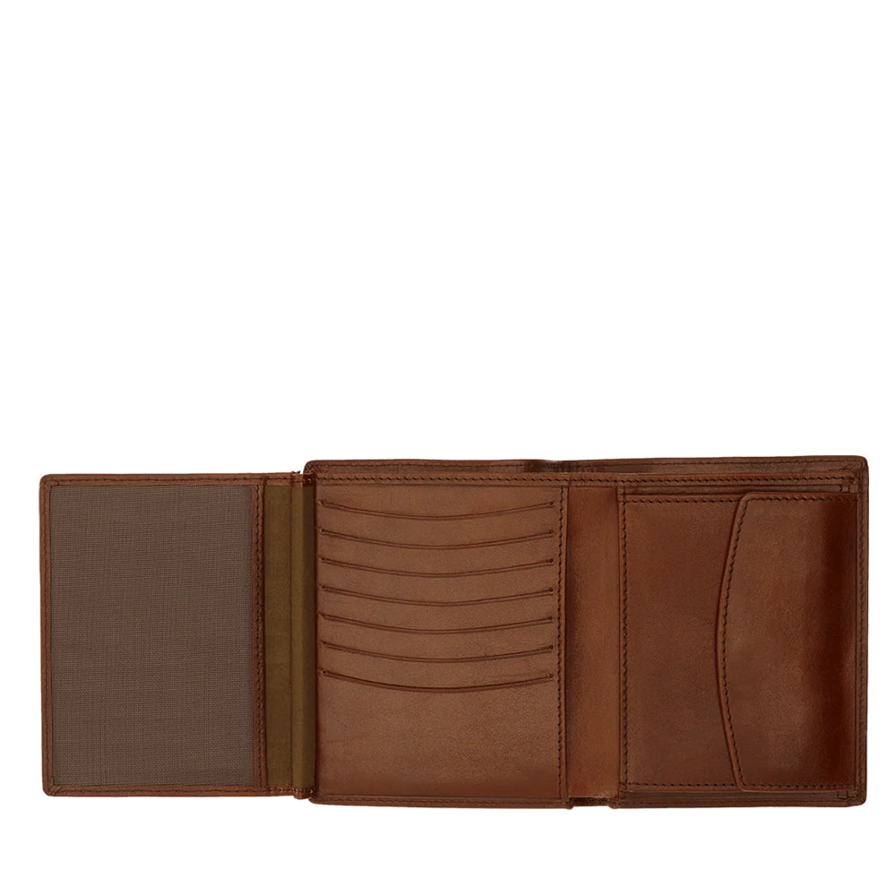 Portafoglio Uomo Verticale con Pattina e Portamonete THE BRIDGE In Pelle Marrone linea Story 01440101