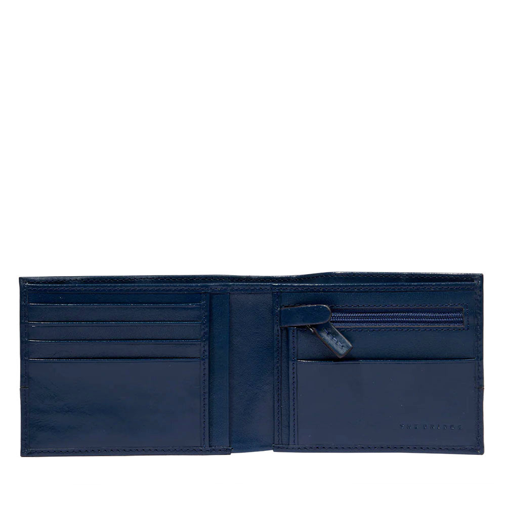 Herrenbrieftasche mit Geldbörse THE BRIDGE Damiano-Linie aus blauem Leder