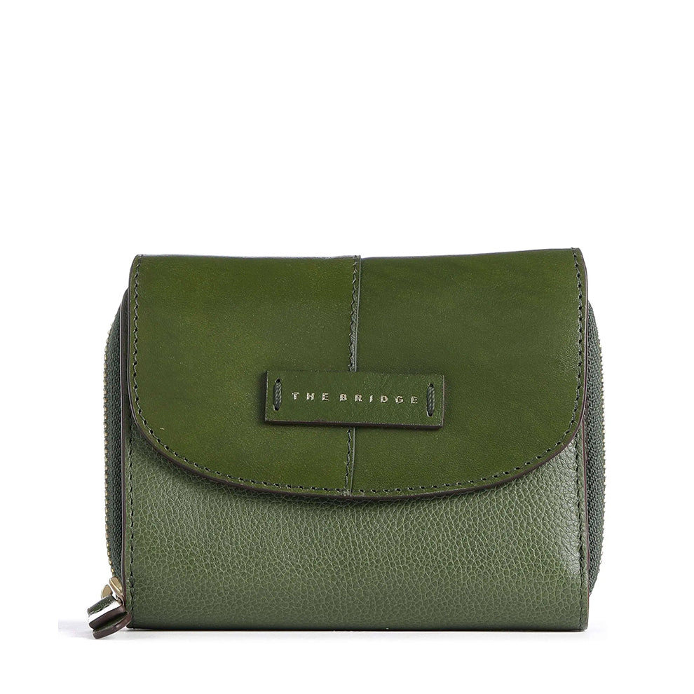Portafoglio Donna Piccolo con Zip THE BRIDGE linea Elisabetta in Pelle Verde