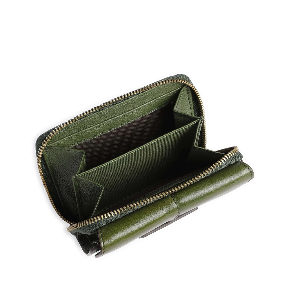 Portafoglio Donna Piccolo con Zip THE BRIDGE linea Elisabetta in Pelle Verde