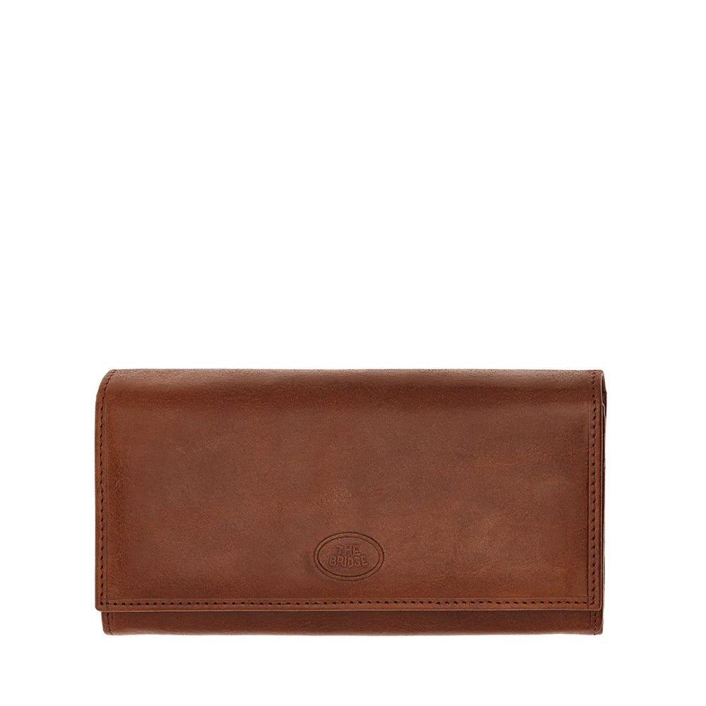 Portafoglio Donna Grande con Clip THE BRIDGE in Pelle Marrone