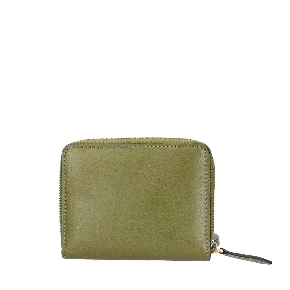 Portafoglio Donna Medio Zip Around THE BRIDGE linea Lucrezia in Pelle Verde Fico