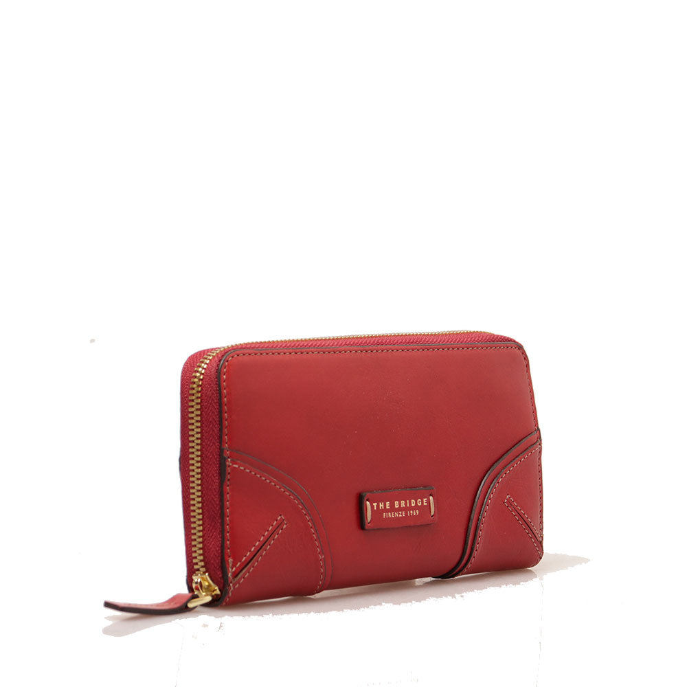 Portafoglio Donna Zip Around THE BRIDGE linea Matilde in Pelle Rossa