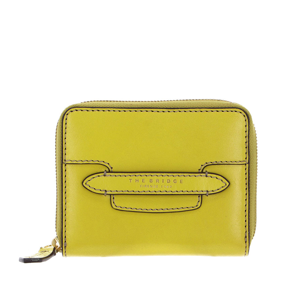 Portafoglio Donna Piccolo Zip Around THE BRIDGE linea Lucrezia in Pelle color Lime