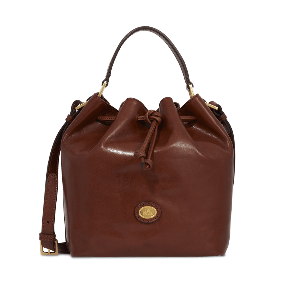 THE BRIDGE Damen-Beuteltasche aus braunem Leder der Story-Linie