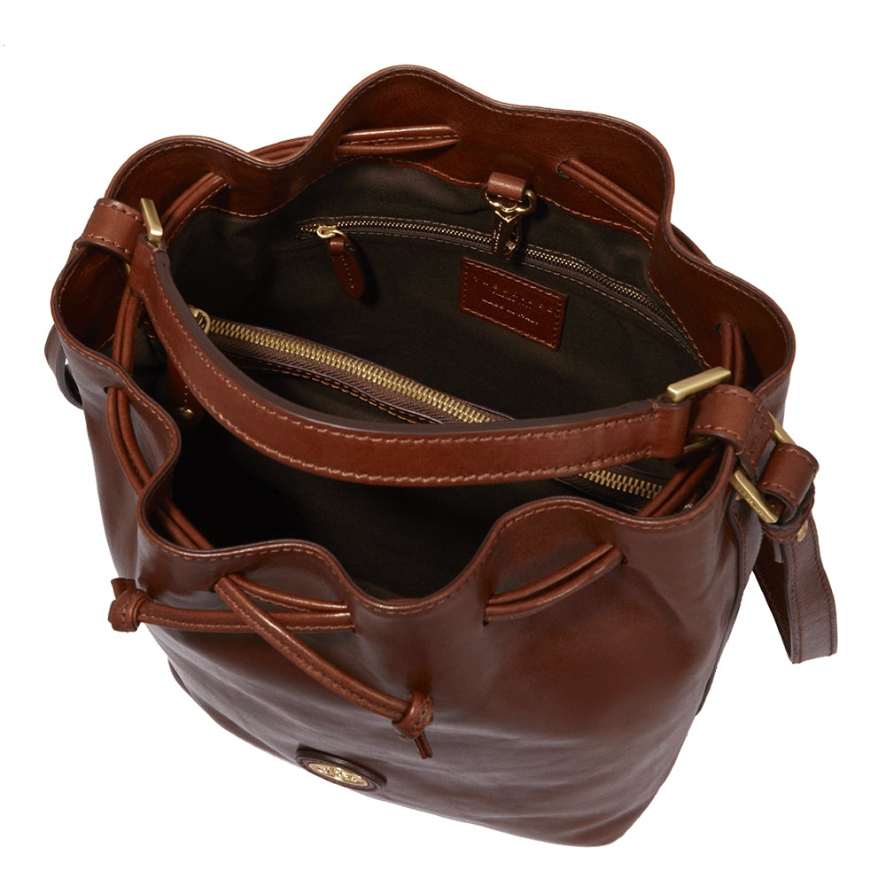 THE BRIDGE Damen-Beuteltasche aus braunem Leder der Story-Linie