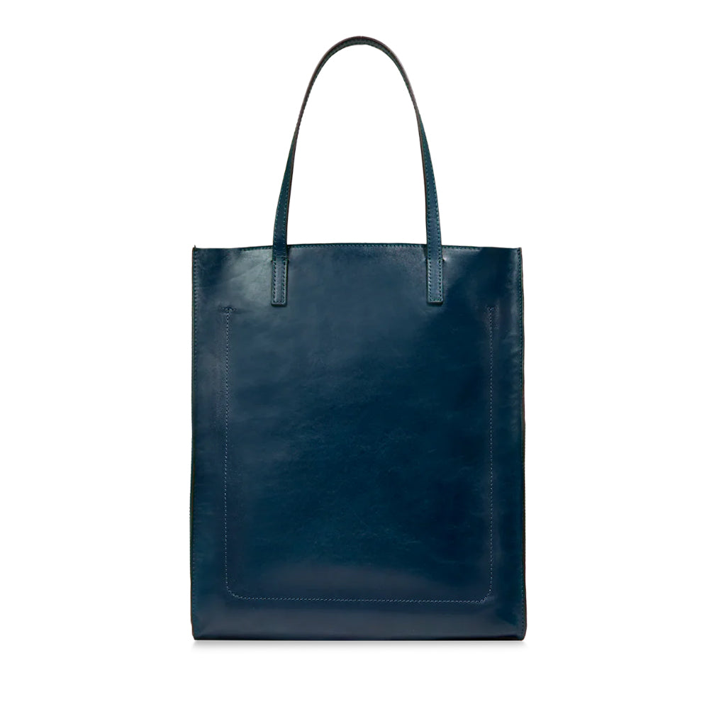 Shopping Bag Donna Verticale THE BRIDGE linea Mirra in Pelle Blu Oltremare