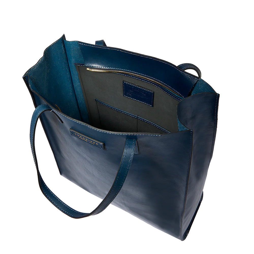 Shopping Bag Donna Verticale THE BRIDGE linea Mirra in Pelle Blu Oltremare