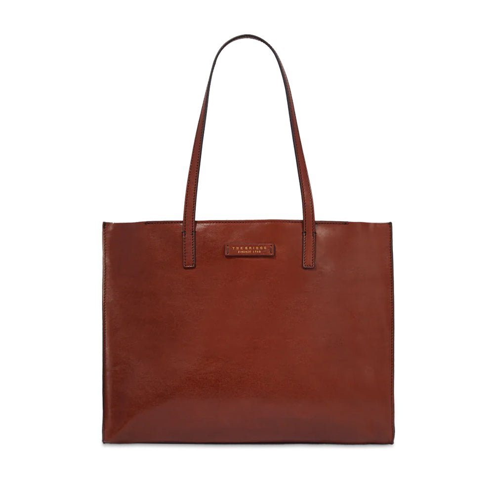 THE BRIDGE Damen-Shopper-Tasche Mirra Line aus braunem Leder