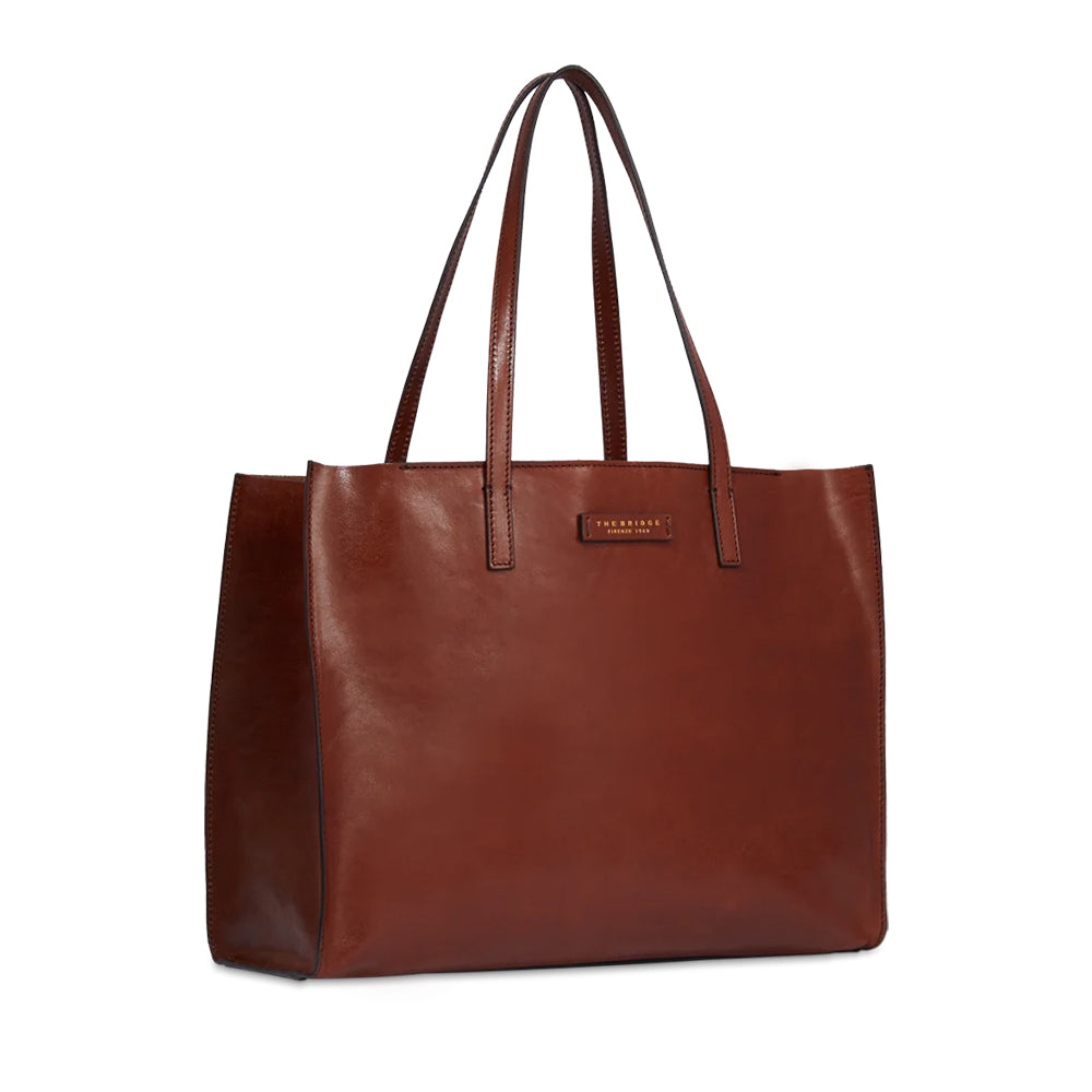 THE BRIDGE Damen-Shopper-Tasche Mirra Line aus braunem Leder
