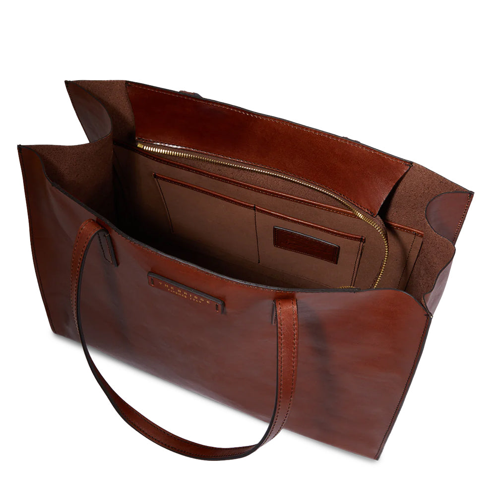 THE BRIDGE Damen-Shopper-Tasche Mirra Line aus braunem Leder