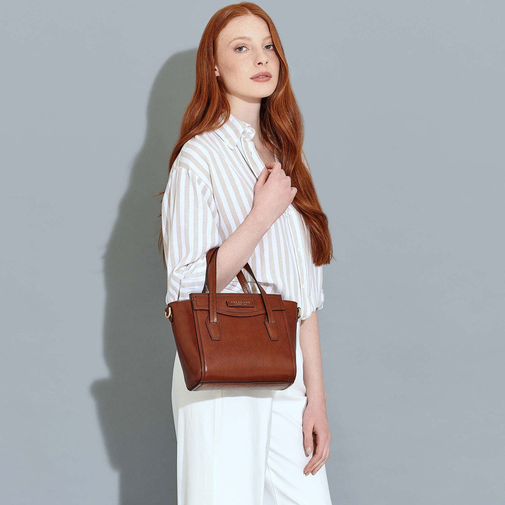 Borsa Donna a Mano con Tracolla THE BRIDGE in Pelle Marrone linea Angela