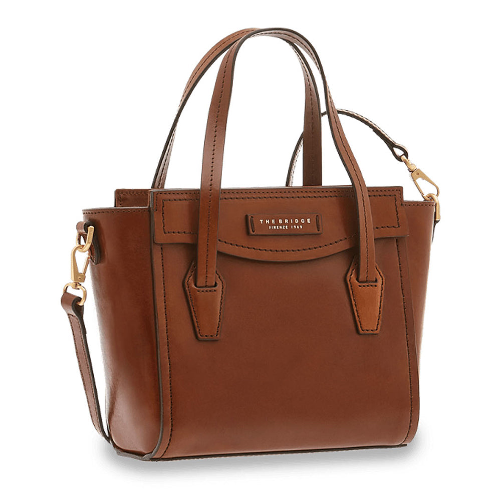 Borsa Donna a Mano con Tracolla THE BRIDGE in Pelle Marrone linea Angela