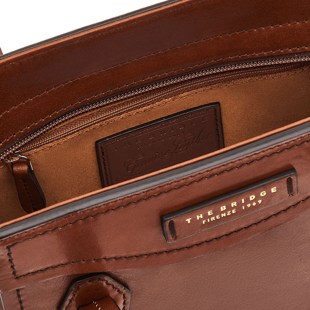 Borsa Donna a Mano con Tracolla THE BRIDGE in Pelle Marrone linea Angela