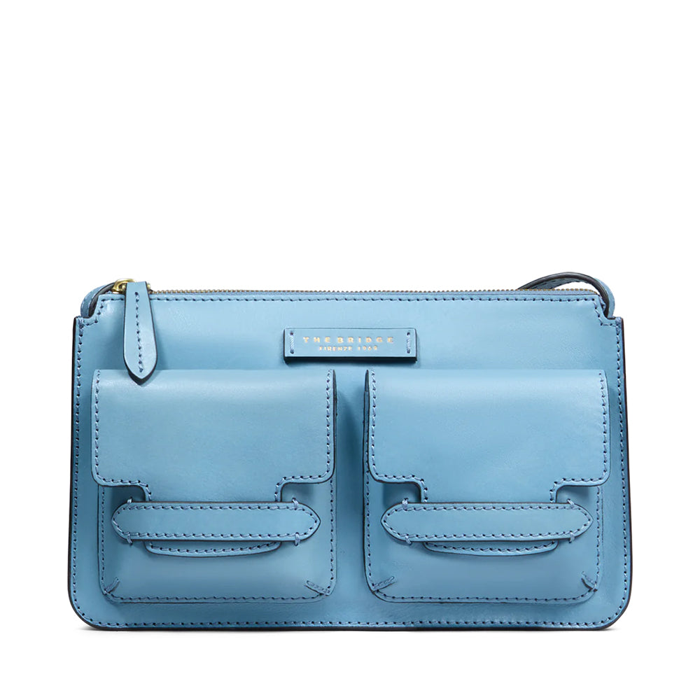 THE BRIDGE Damen Umhängetasche Lucrezia Line aus babyblauem Leder