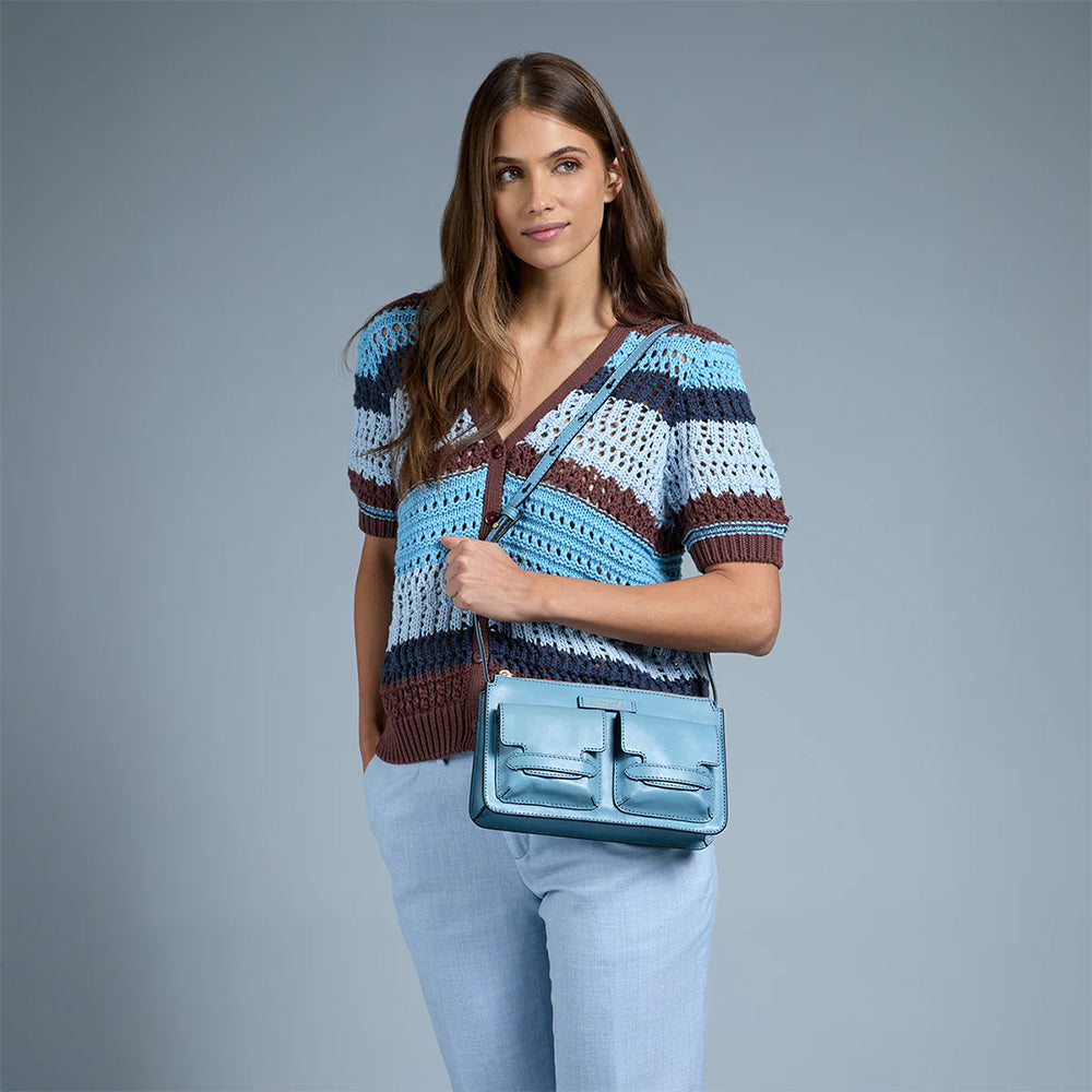 THE BRIDGE Damen Umhängetasche Lucrezia Line aus babyblauem Leder