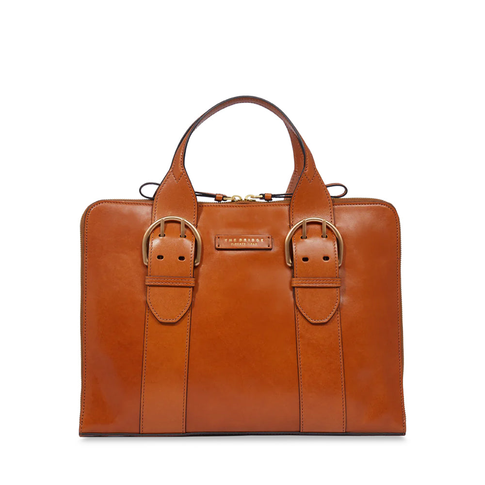 Borsa Porta Pc Donna THE BRIDGE linea Elena in Pelle color Cognac