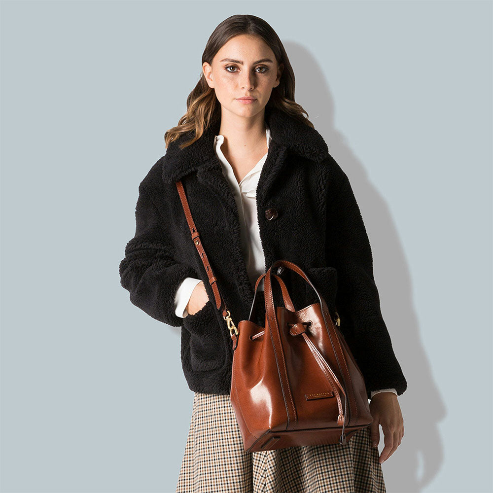 THE BRIDGE Damenhandtasche aus braunem Leder der Vittoria-Linie