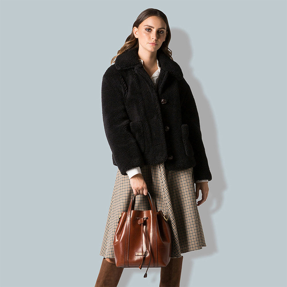THE BRIDGE Damenhandtasche aus braunem Leder der Vittoria-Linie