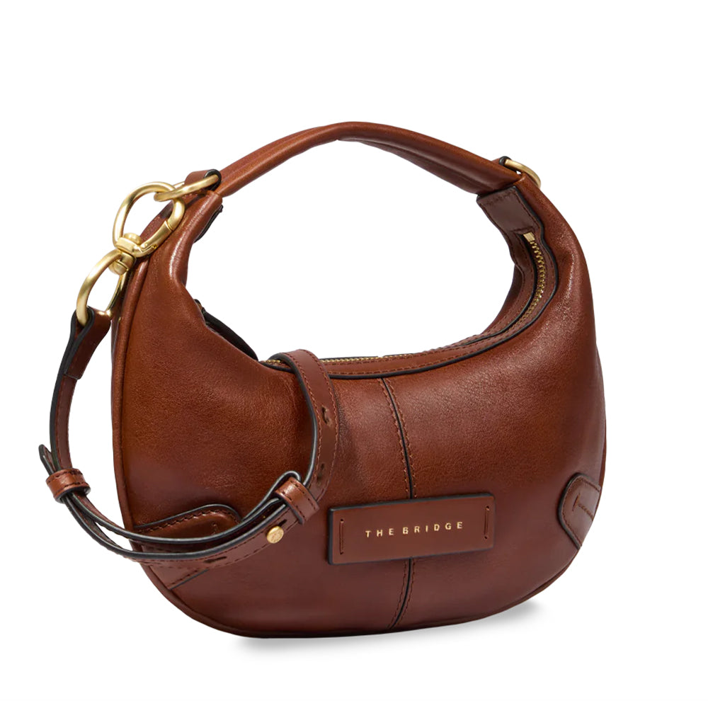 Hobo Bag Mini a Mano THE BRIDGE linea Flavia in Pelle Marrone