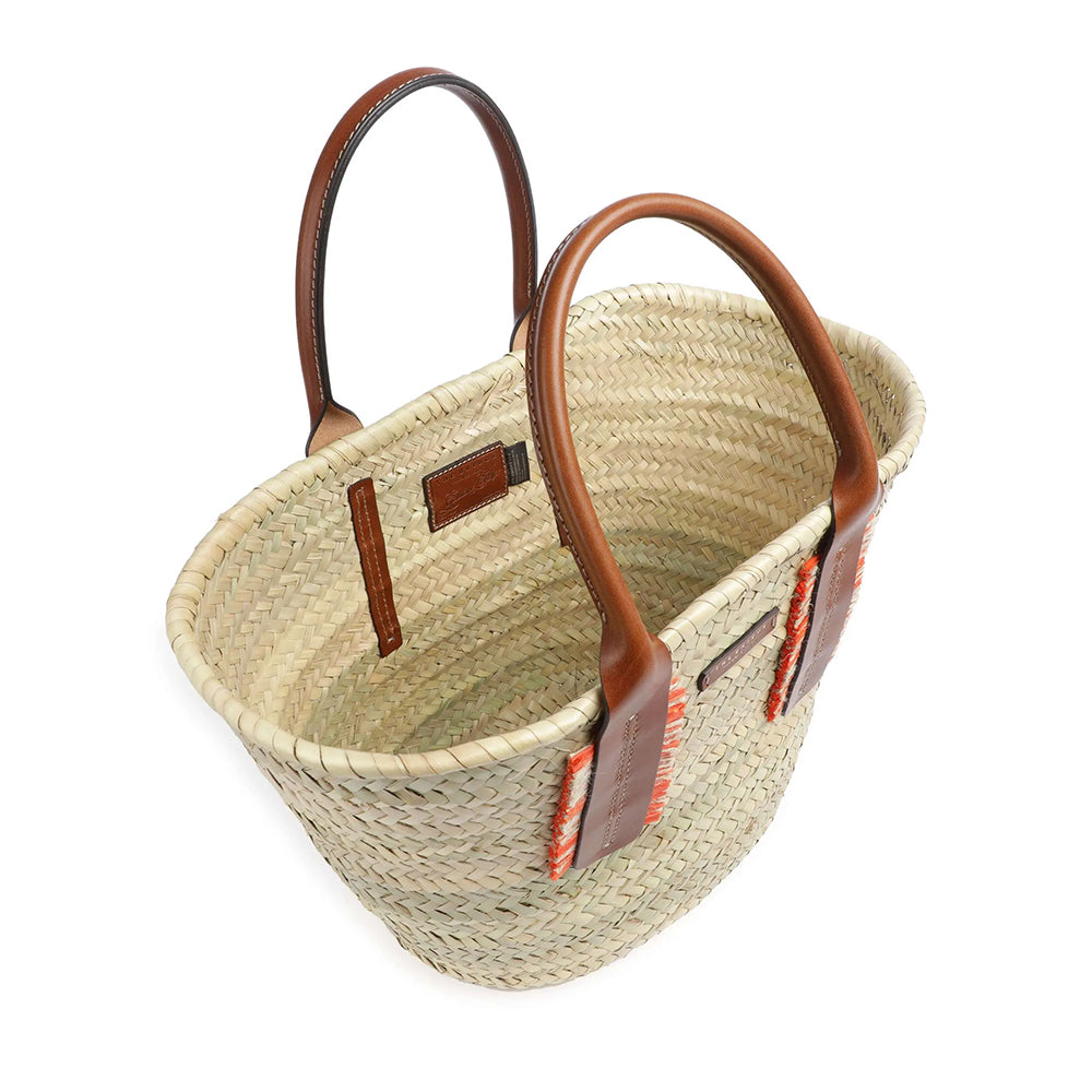 Borsa da Mare Large THE BRIDGE linea Clara in Rafia Naturale e Pelle Marrone