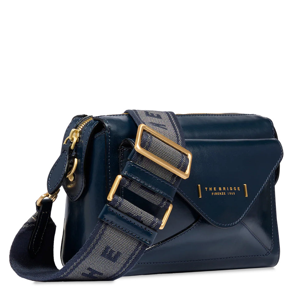 Borsa Donna a Tracolla THE BRIDGE linea Frida in Pelle Blu Oltremare