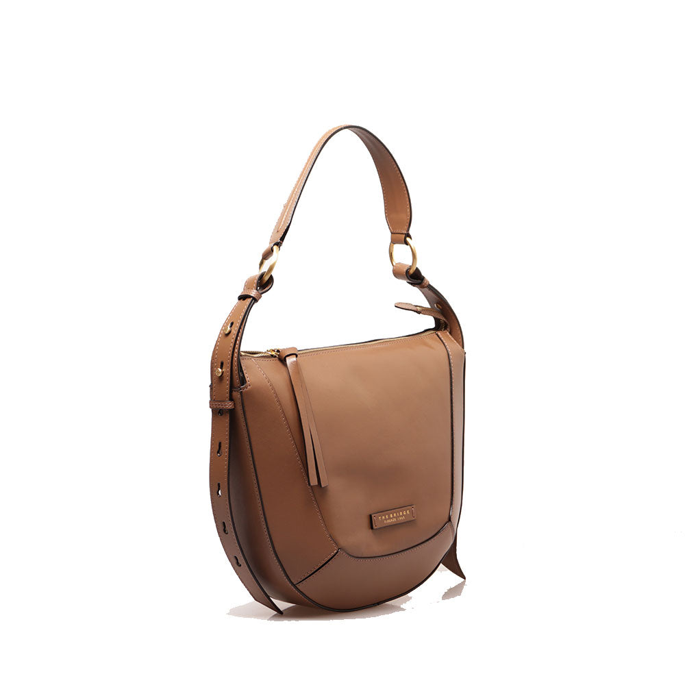 Borsa Donna a Spalla THE BRIDGE linea Fedora in Pelle Beige