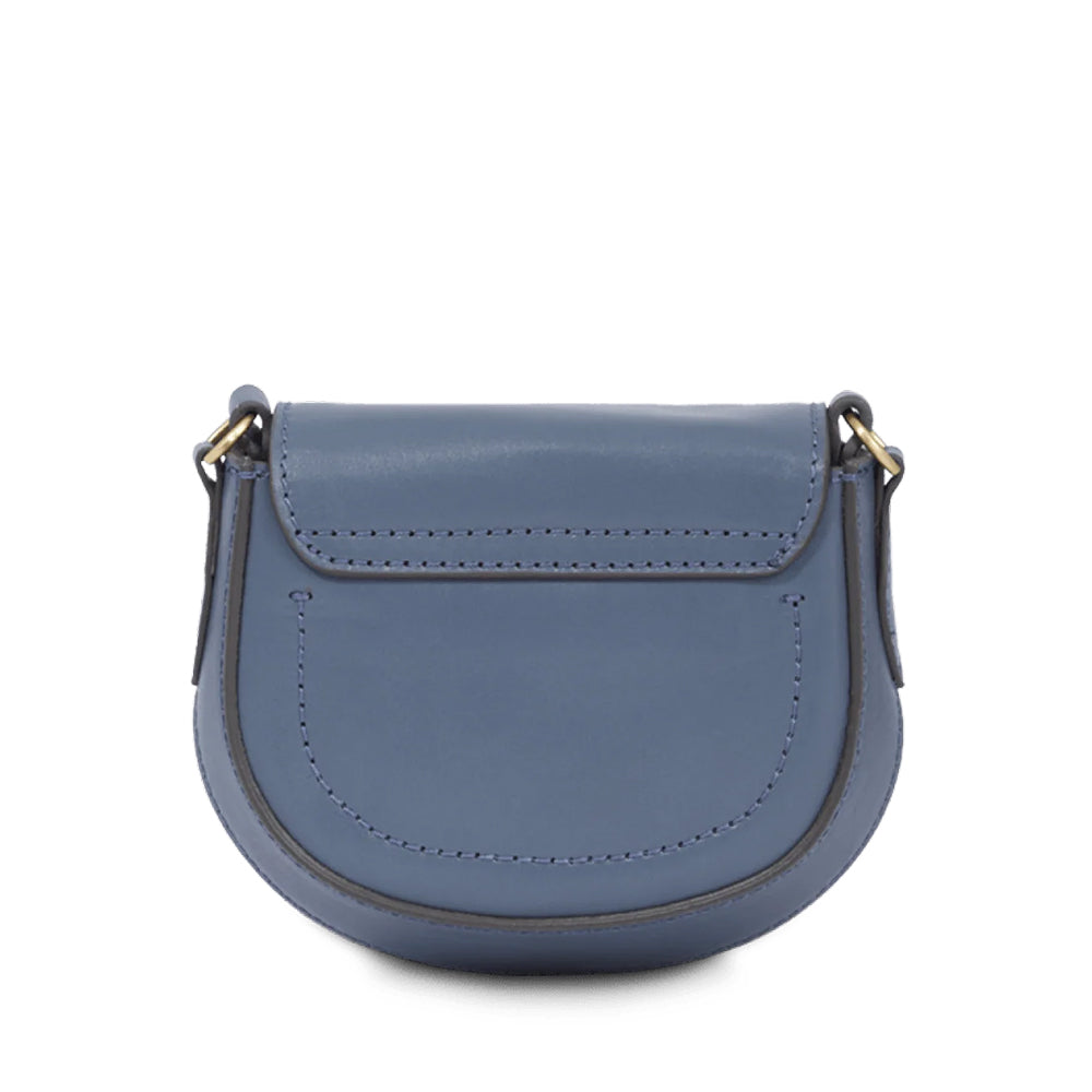 THE BRIDGE Mini-Umhängetasche für Damen, Linie Bettina, aus Leder in der Farbe Cerulean