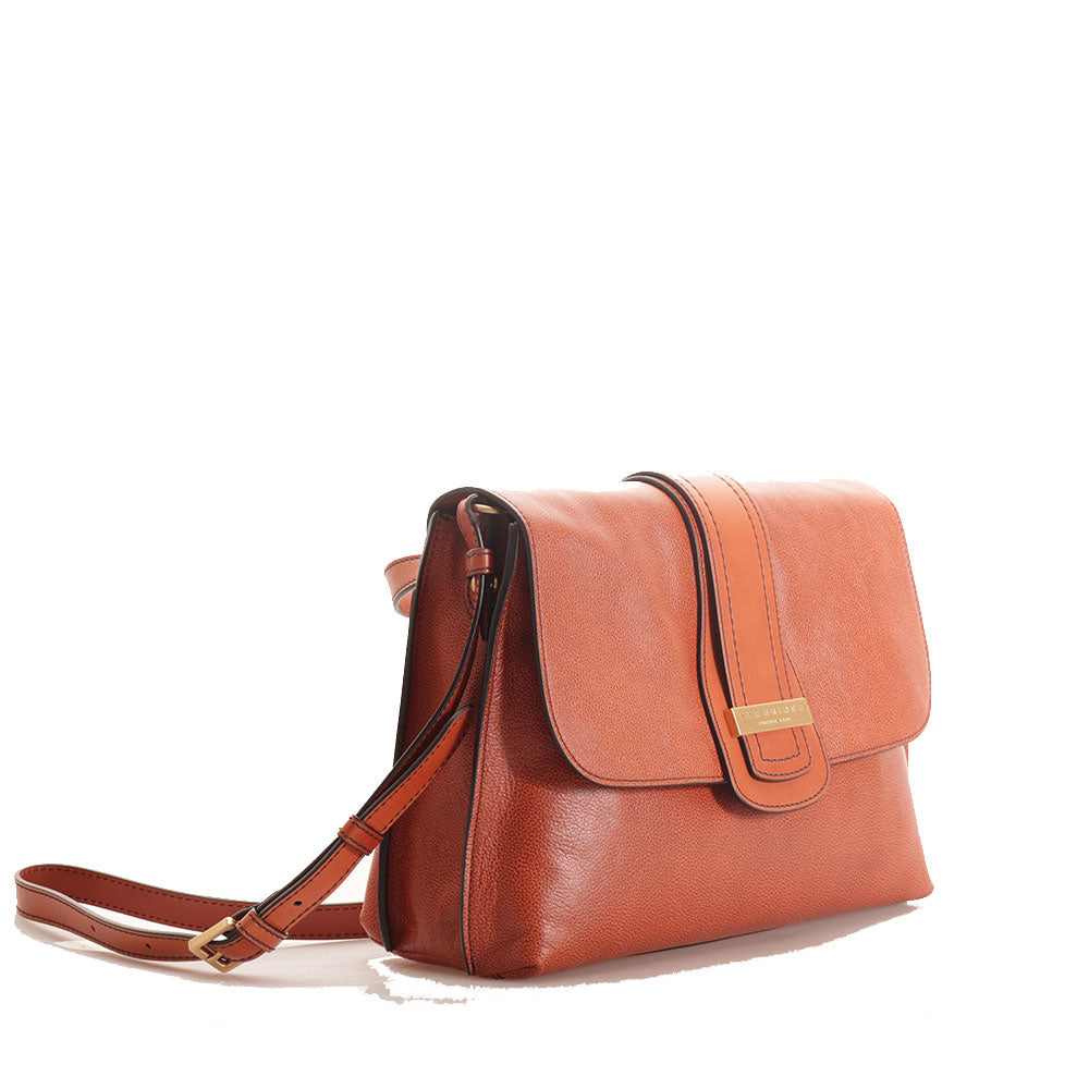 Borsa Donna a Spalla con Tracolla THE BRIDGE linea Bice in Pelle Arancio Ruggine