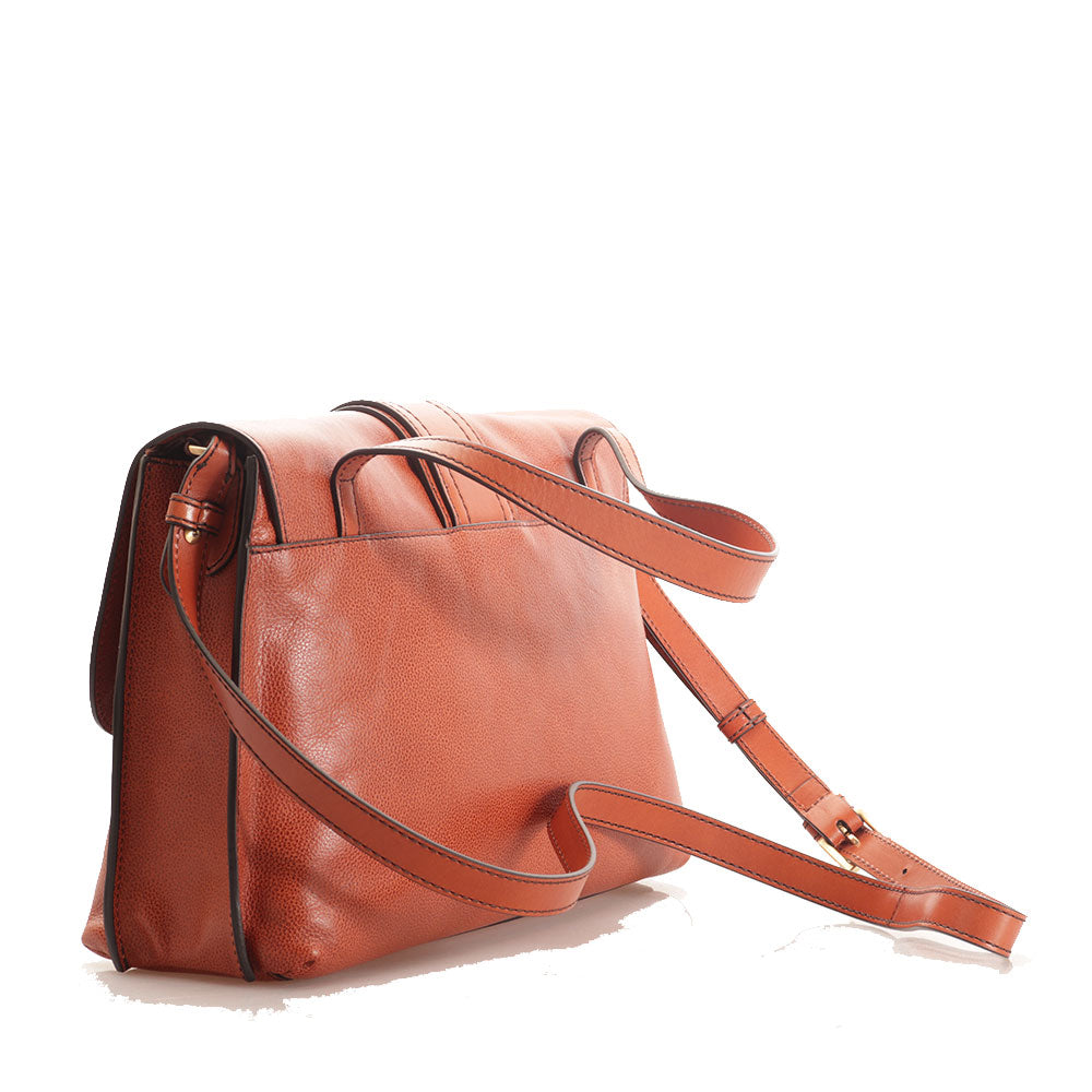 Borsa Donna a Spalla con Tracolla THE BRIDGE linea Bice in Pelle Arancio Ruggine