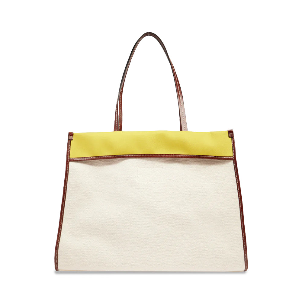 Beach Bag Donna THE BRIDGE linea Elisa Wow in Cotone e Pelle Naturale Marrone e Celeste