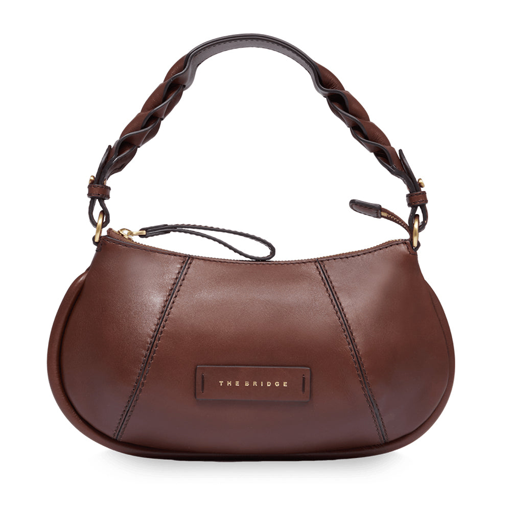THE BRIDGE Schulter-Baguette-Tasche Brigida-Linie aus braunem Leder