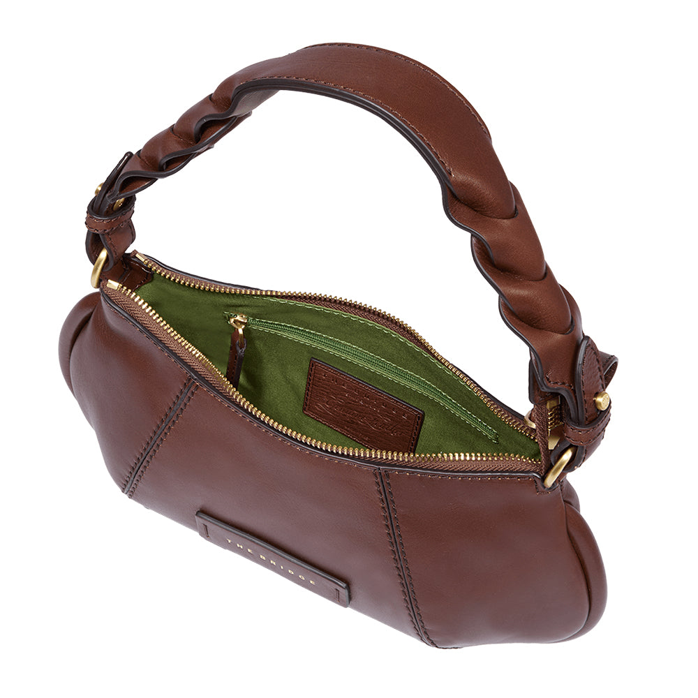 THE BRIDGE Schulter-Baguette-Tasche Brigida-Linie aus braunem Leder