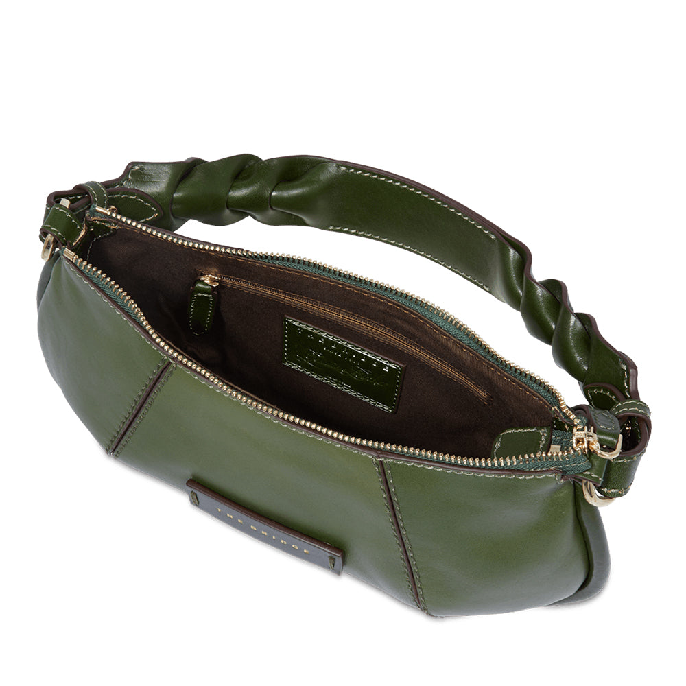 THE BRIDGE Schulter-Baguette-Tasche Brigida-Linie aus grünem Leder