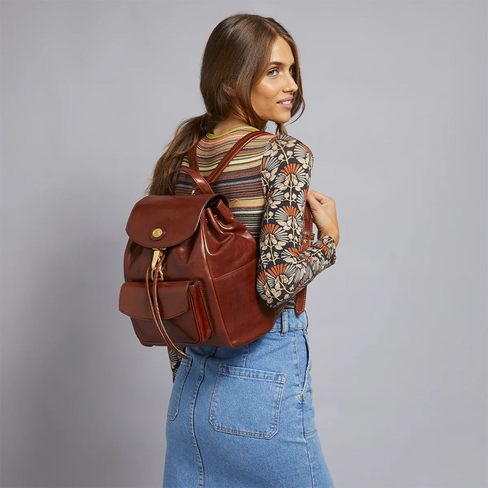 Zaino Donna con Pattina THE BRIDGE linea Story in Pelle Rosso Berry