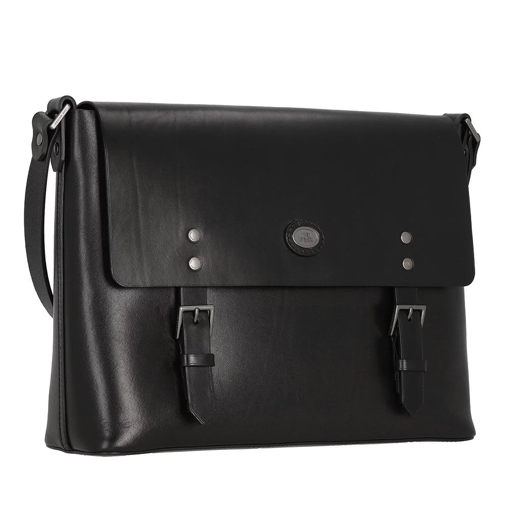 THE BRIDGE Herren Messenger Bag aus der Lorenzo Linie in schwarzem Leder