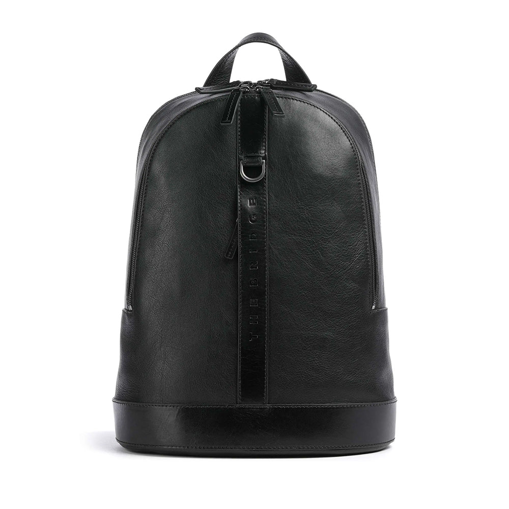 THE BRIDGE Giacomo Line Doppelfach-Herrenrucksack aus schwarzem Leder