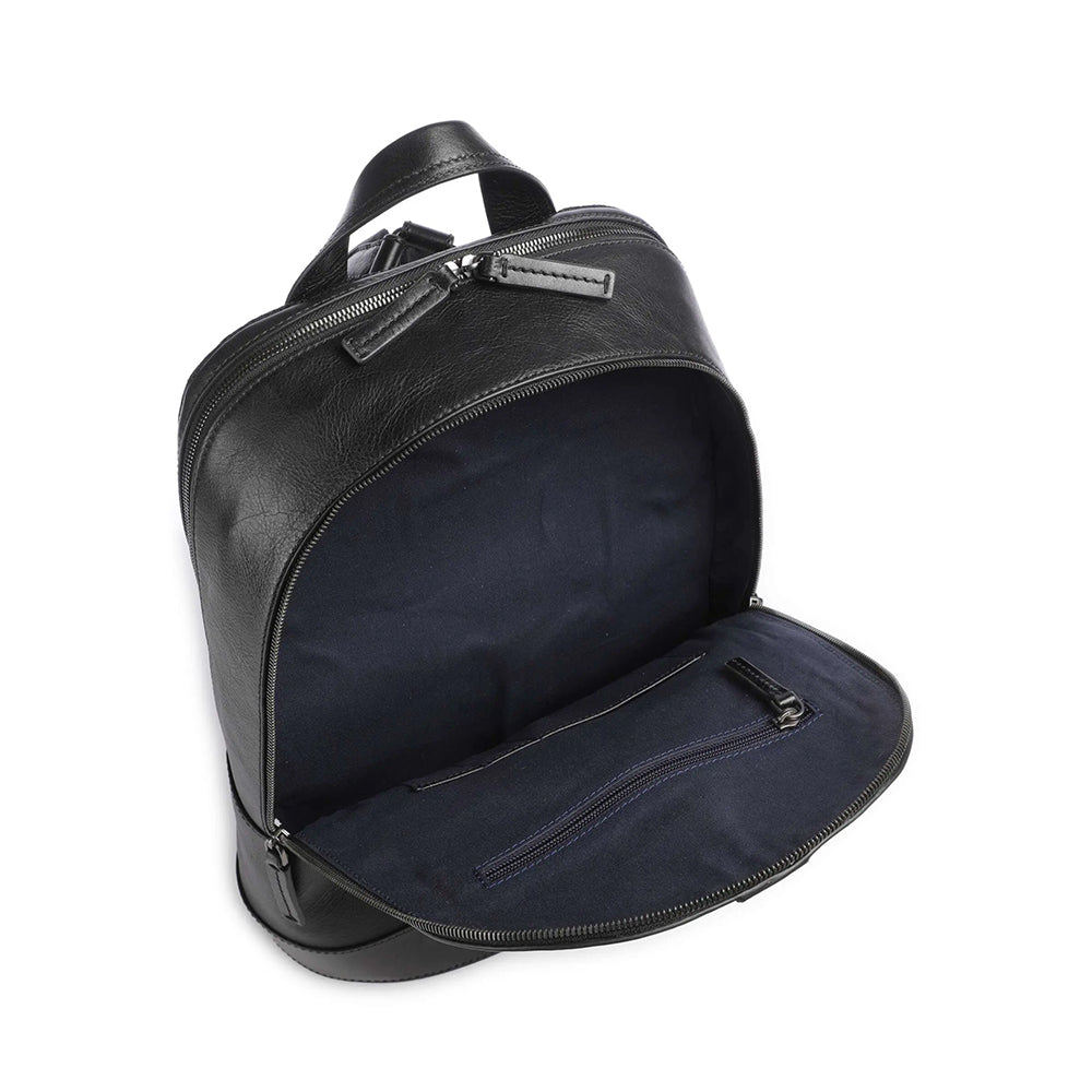 THE BRIDGE Giacomo Line Doppelfach-Herrenrucksack aus schwarzem Leder