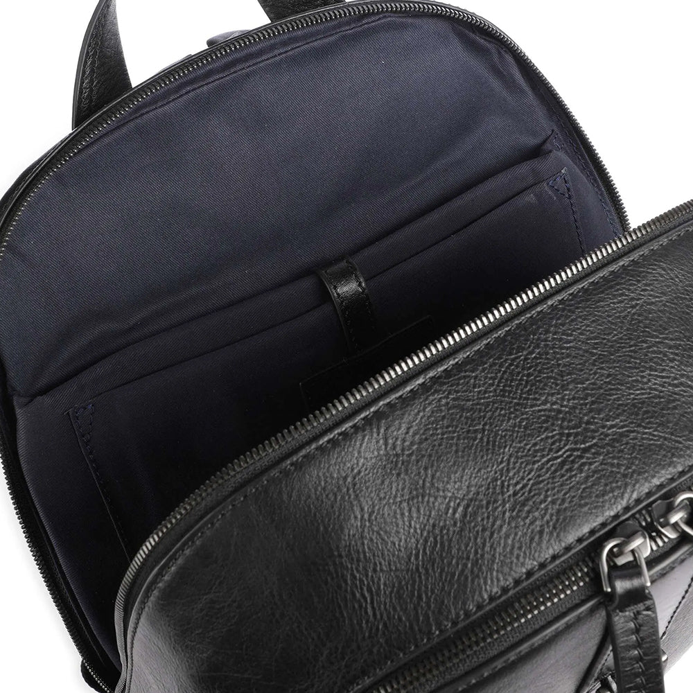 THE BRIDGE Giacomo Line Doppelfach-Herrenrucksack aus schwarzem Leder