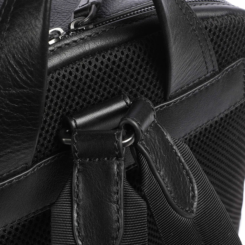 THE BRIDGE Giacomo Line Doppelfach-Herrenrucksack aus schwarzem Leder