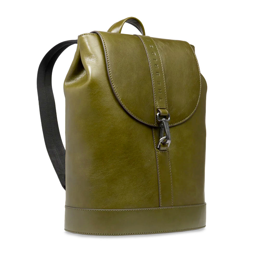 Zaino Uomo con Pattina THE BRIDGE linea Giacomo in Pelle Verde Timo