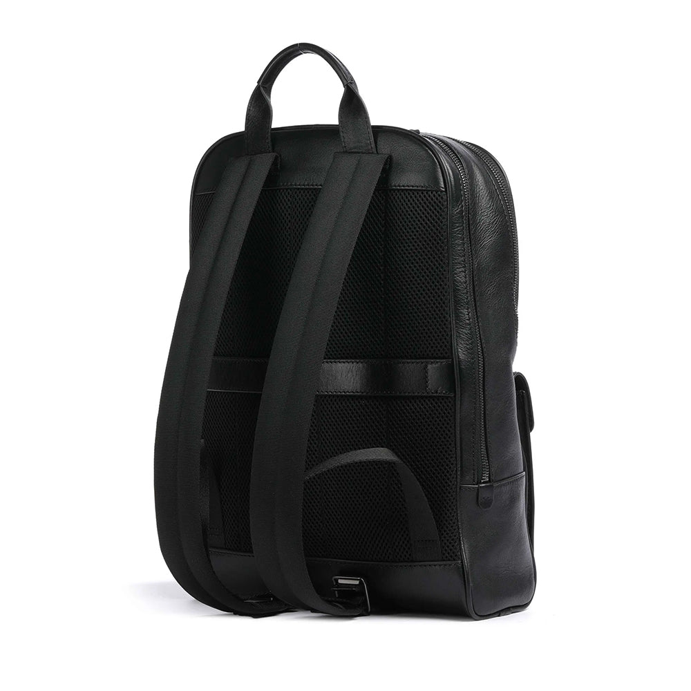 Großer Herrenrucksack THE BRIDGE Filippo-Linie aus schwarzem Leder