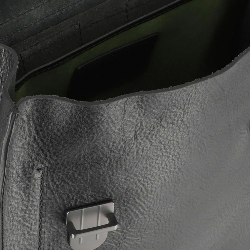 Herrenrucksack mit Klappe THE BRIDGE Ettore-Linie aus schwarzem Leder