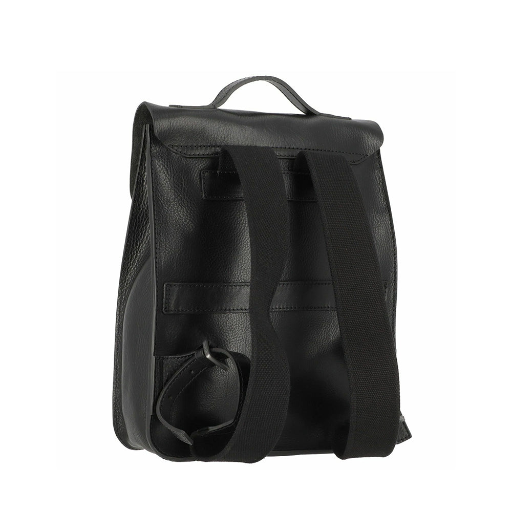 Herrenrucksack mit Klappe THE BRIDGE Ettore-Linie aus schwarzem Leder