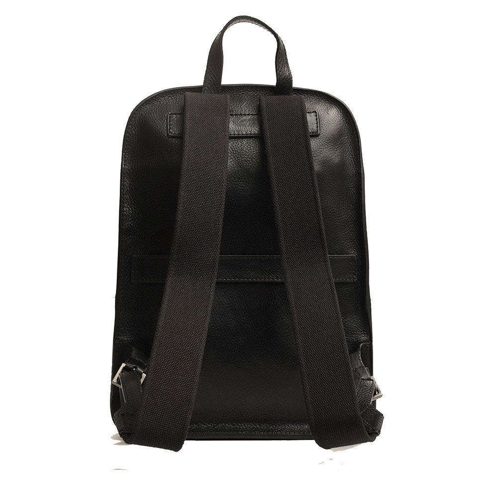 THE BRIDGE Mittelgroßer Herrenrucksack der Ettore-Linie aus schwarzem Leder