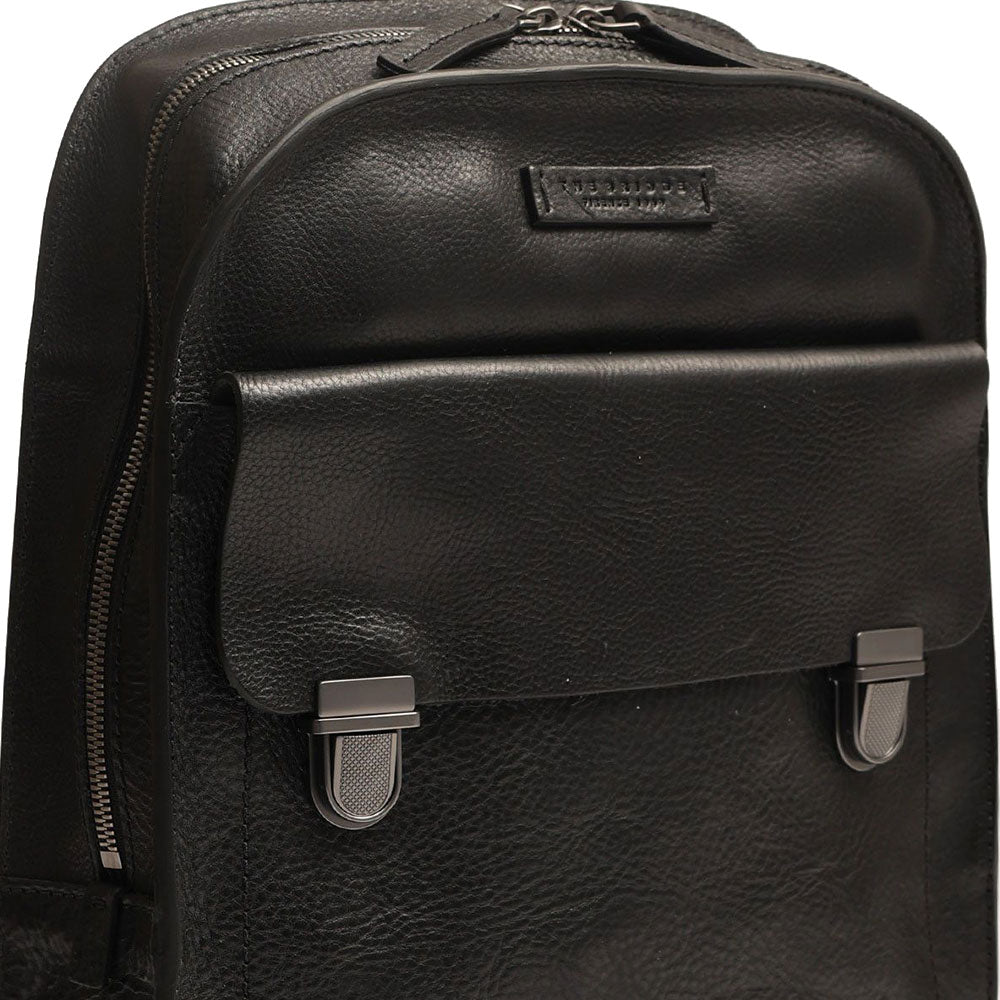 THE BRIDGE Mittelgroßer Herrenrucksack der Ettore-Linie aus schwarzem Leder